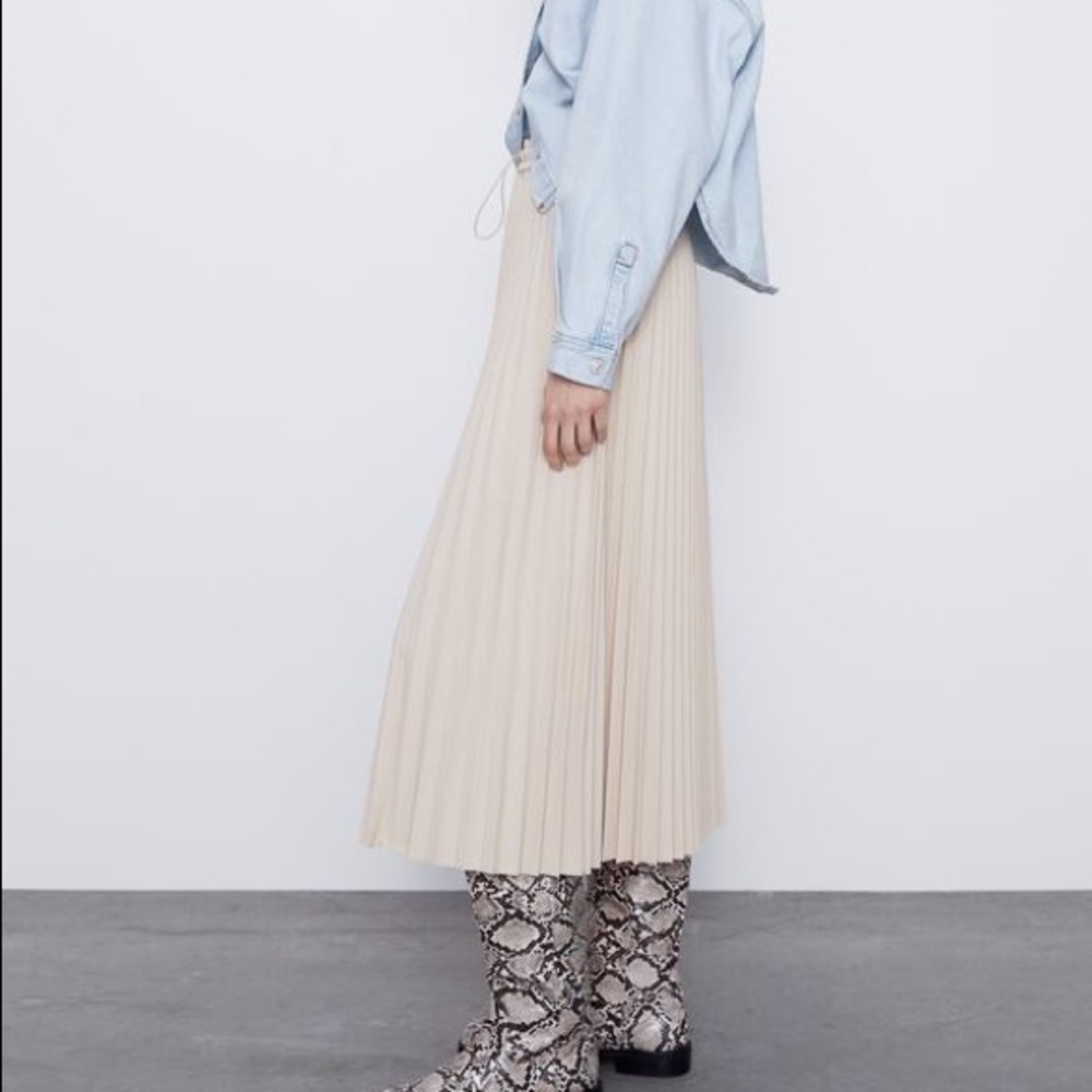 zara PLEATED HIGH WAISTED SKIRT Water-repellent BN - Picture 7 of 11